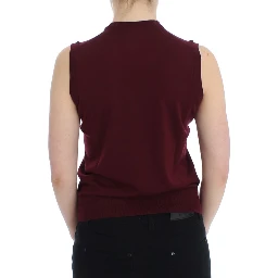 Red Sleeveless Crewneck Vest Pullover