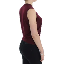 Red Sleeveless Crewneck Vest Pullover