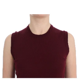 Red Sleeveless Crewneck Vest Pullover