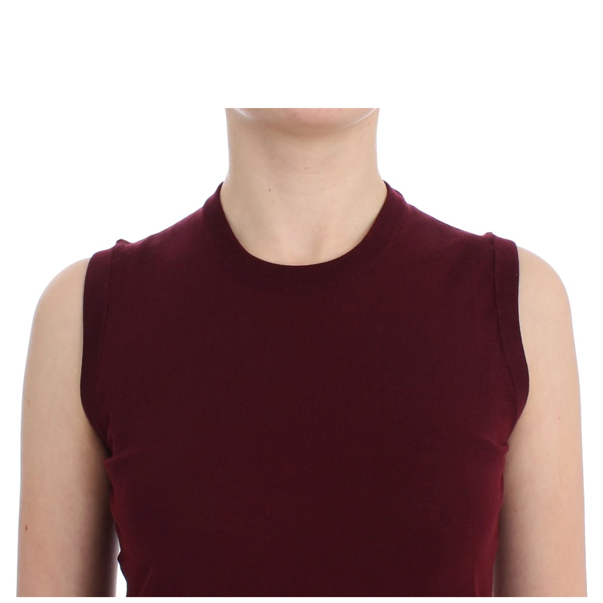 Red Sleeveless Crewneck Vest Pullover