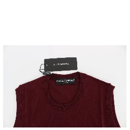 Red Sleeveless Crewneck Vest Pullover