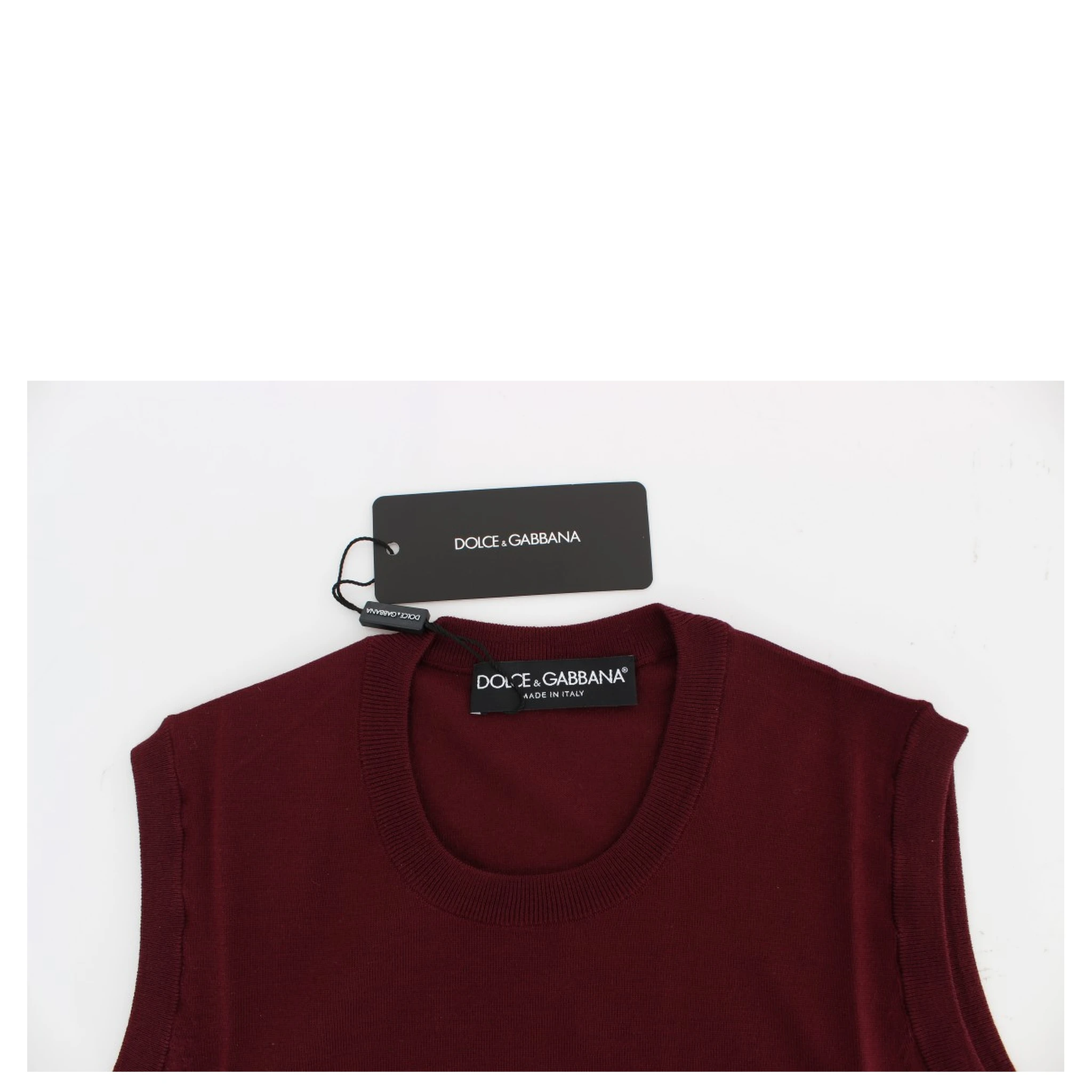 Red Sleeveless Crewneck Vest Pullover