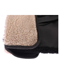 Black Leather Shearling Studded Gloves