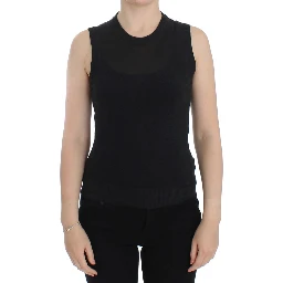 Black Sleeveless Crewneck Vest Pullover