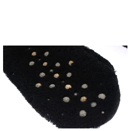 Black Leather Shearling Studded Gloves