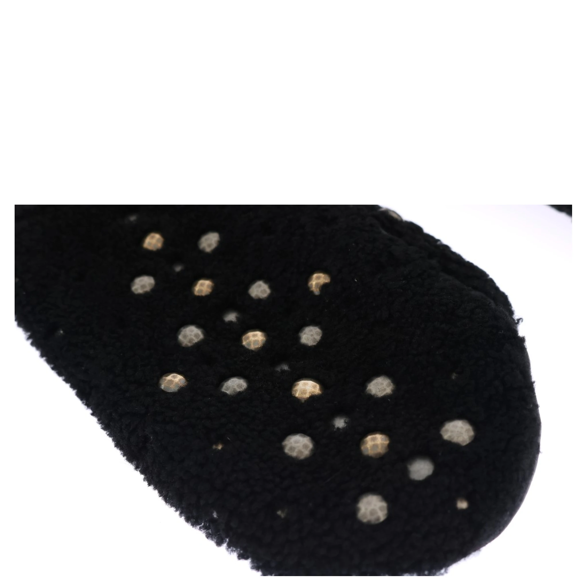 Black Leather Shearling Studded Gloves