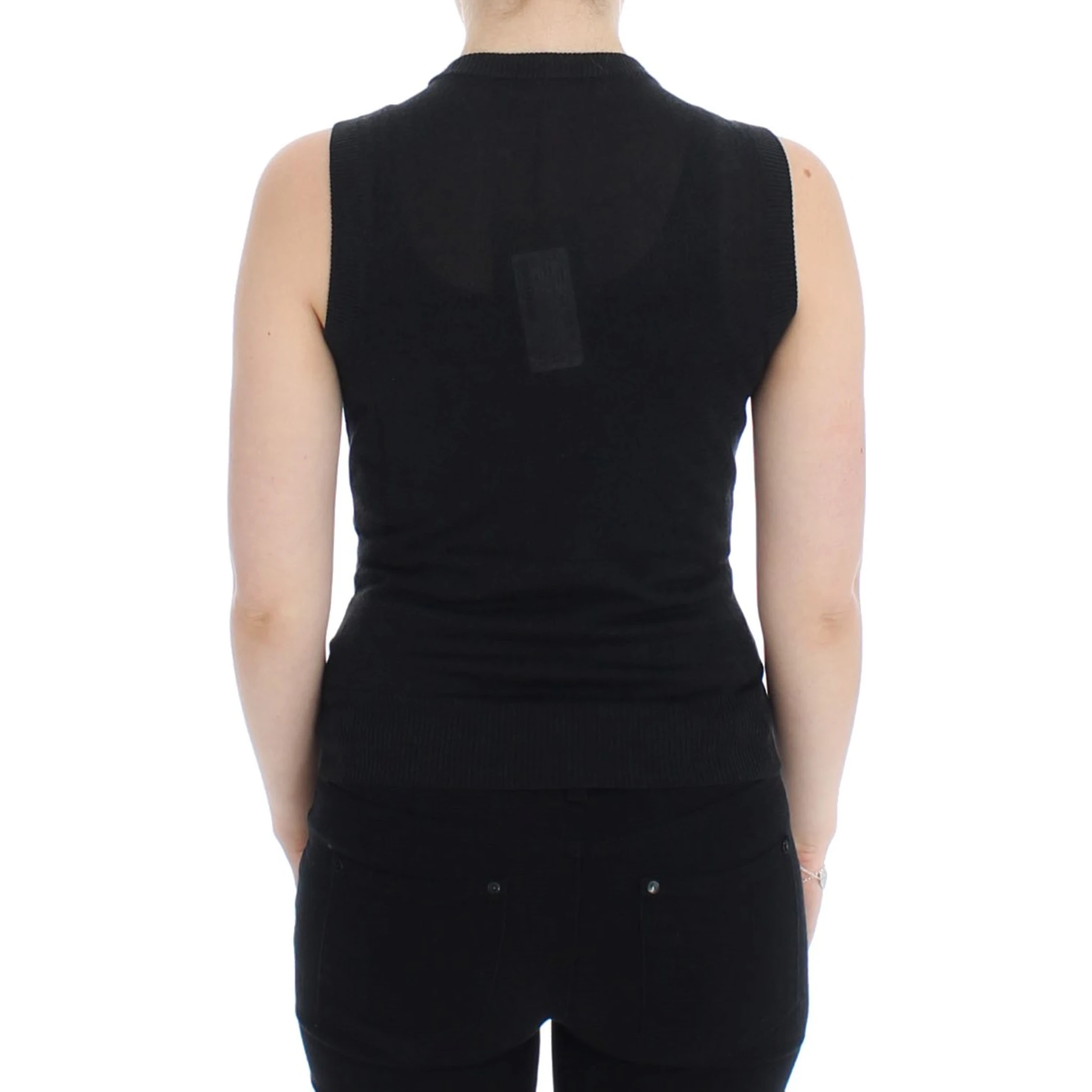 Black Sleeveless Crewneck Vest Pullover