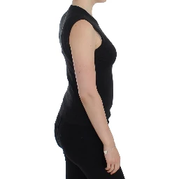 Black Sleeveless Crewneck Vest Pullover