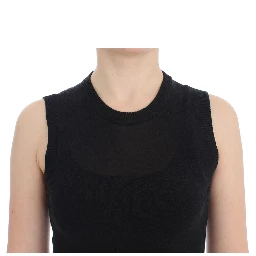 Black Sleeveless Crewneck Vest Pullover
