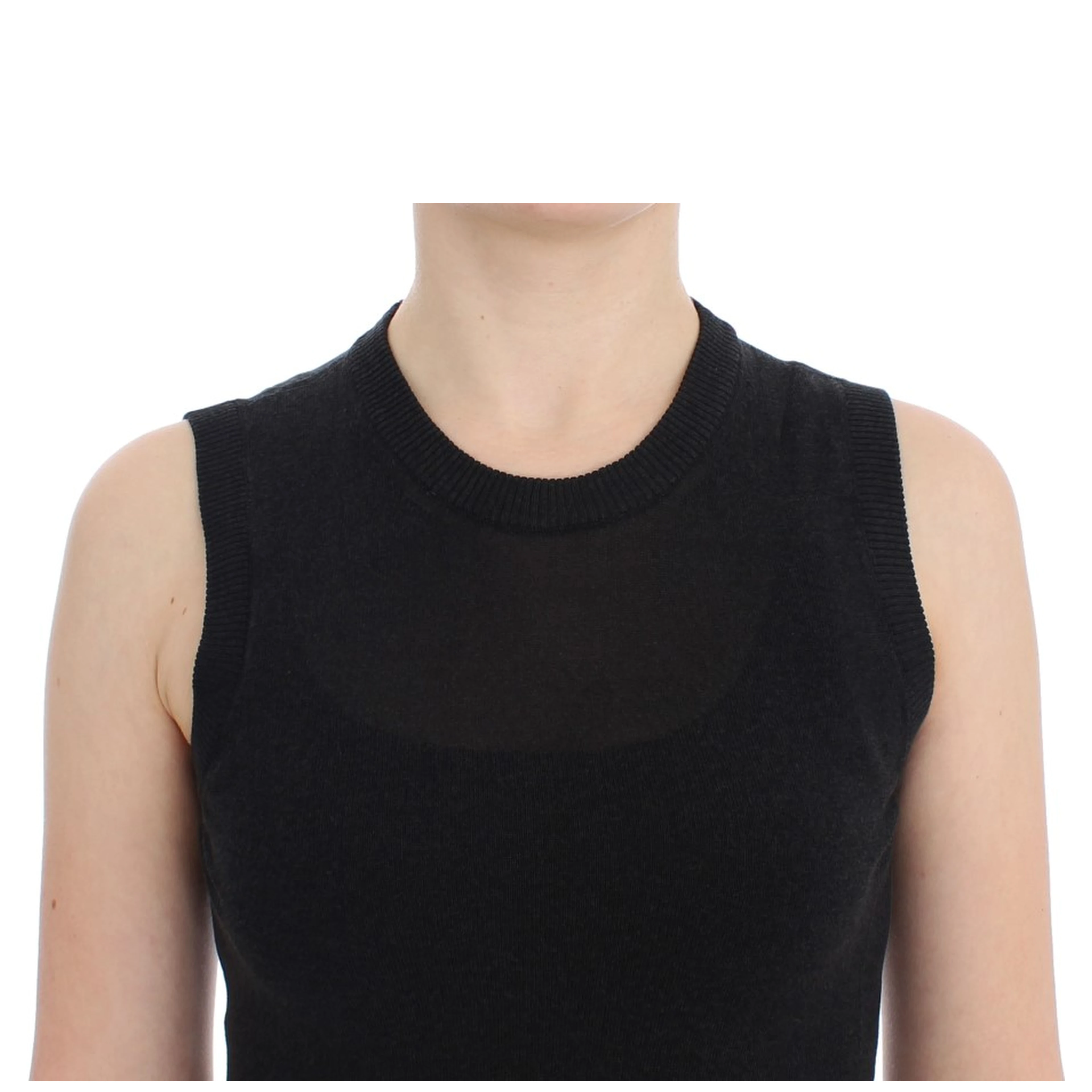 Black Sleeveless Crewneck Vest Pullover
