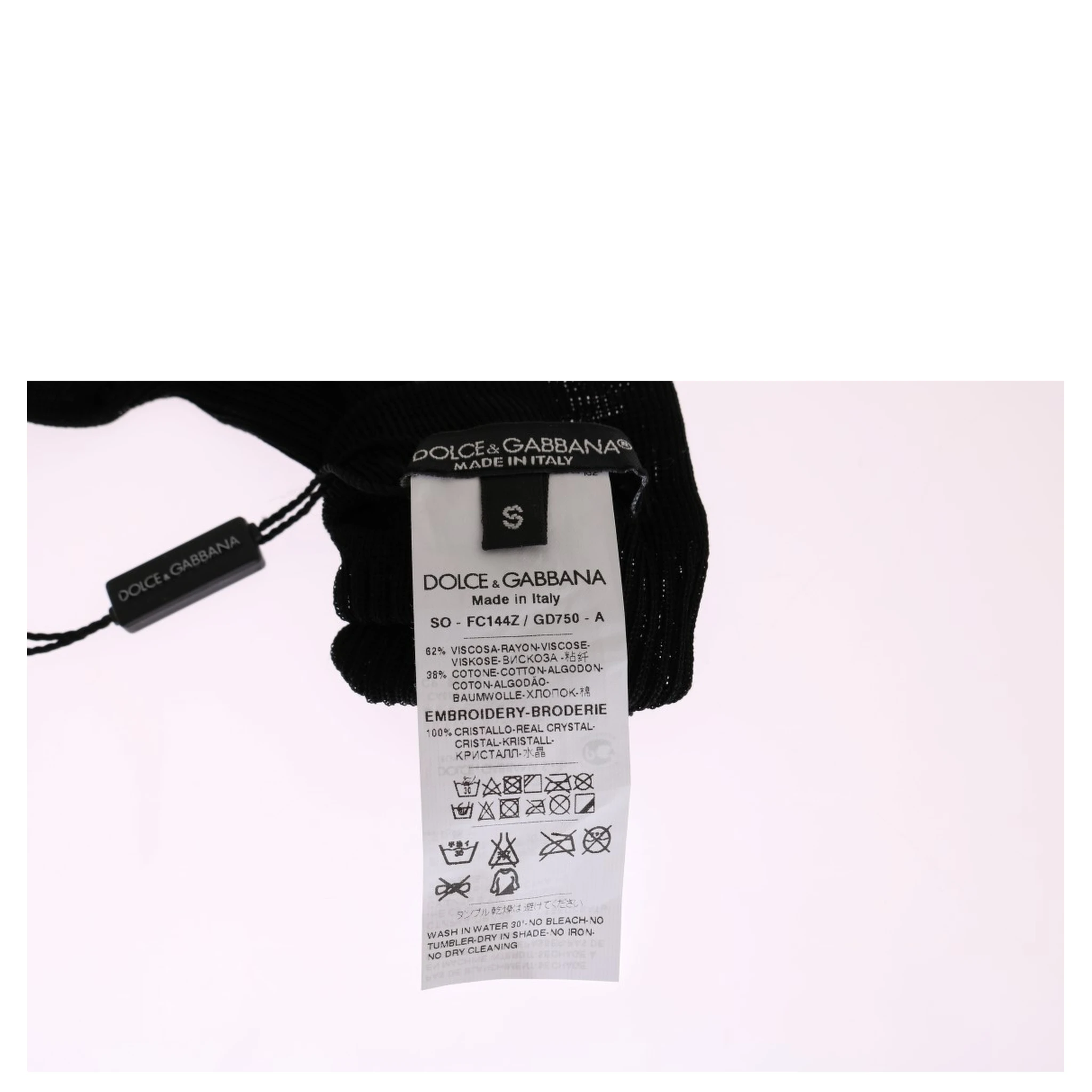 Black Knitted Floral Clear Crystal Socks