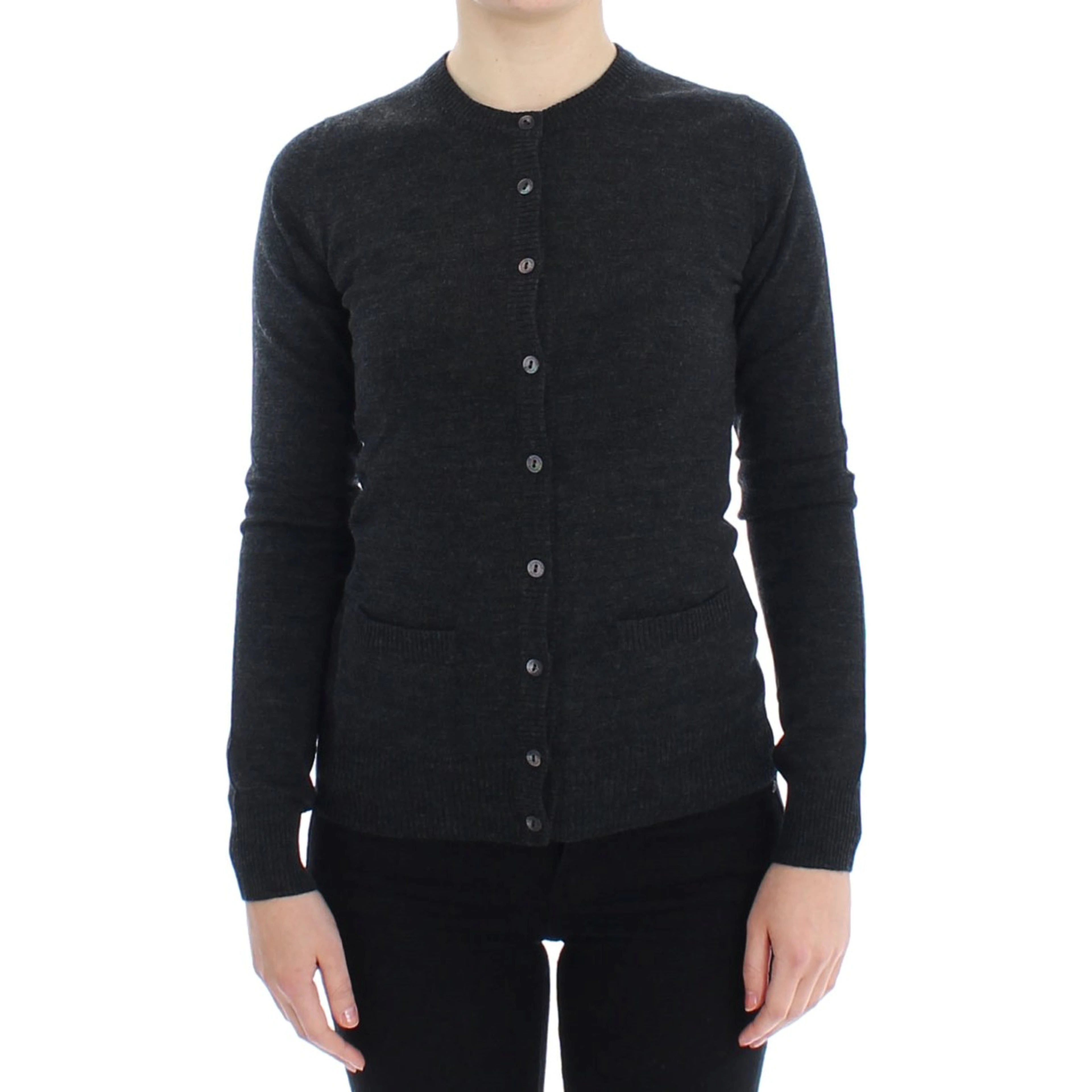 Gray Wool Button Cardigan Sweater