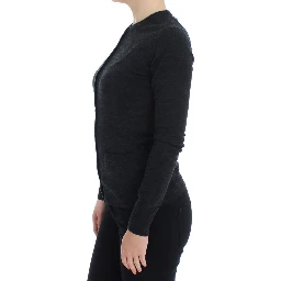 Gray Wool Button Cardigan Sweater