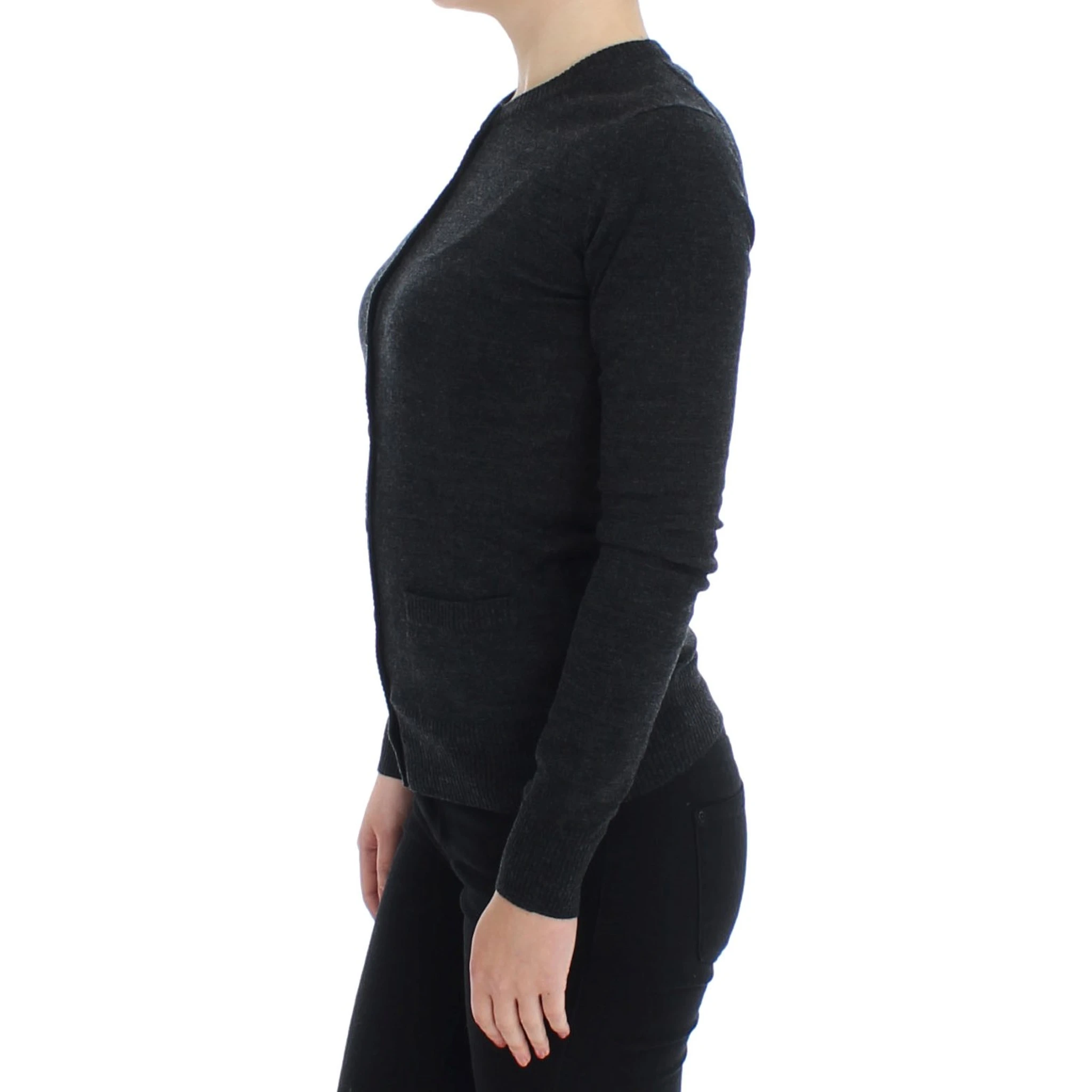 Gray Wool Button Cardigan Sweater