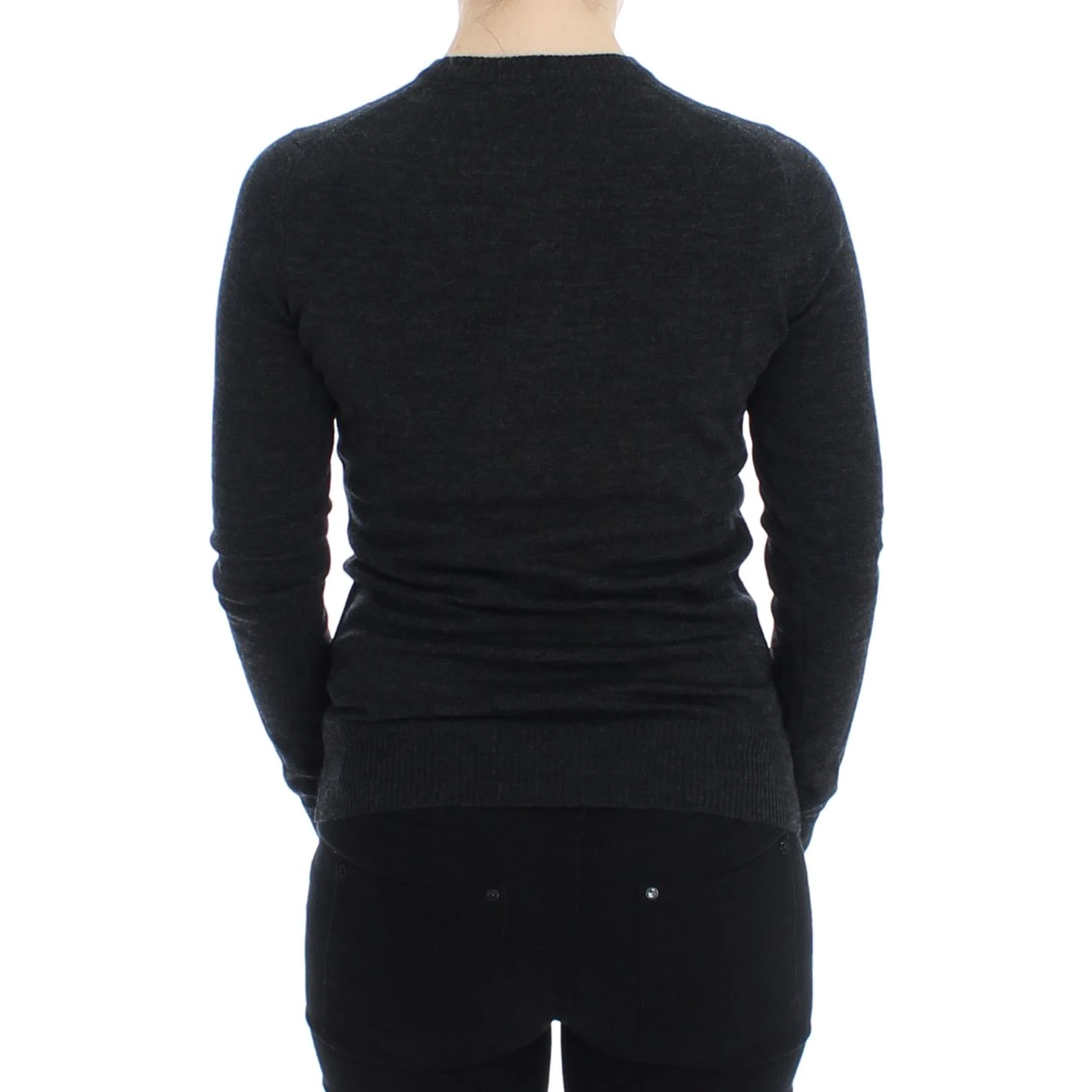 Gray Wool Button Cardigan Sweater