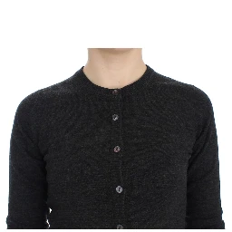 Gray Wool Button Cardigan Sweater