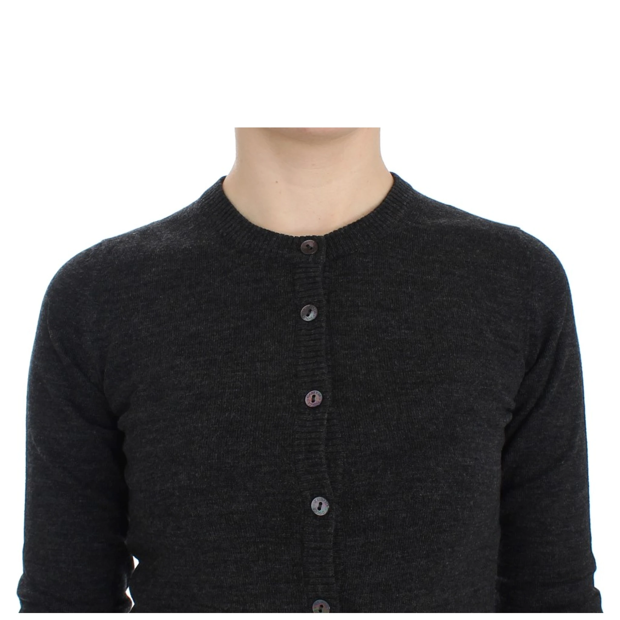 Gray Wool Button Cardigan Sweater