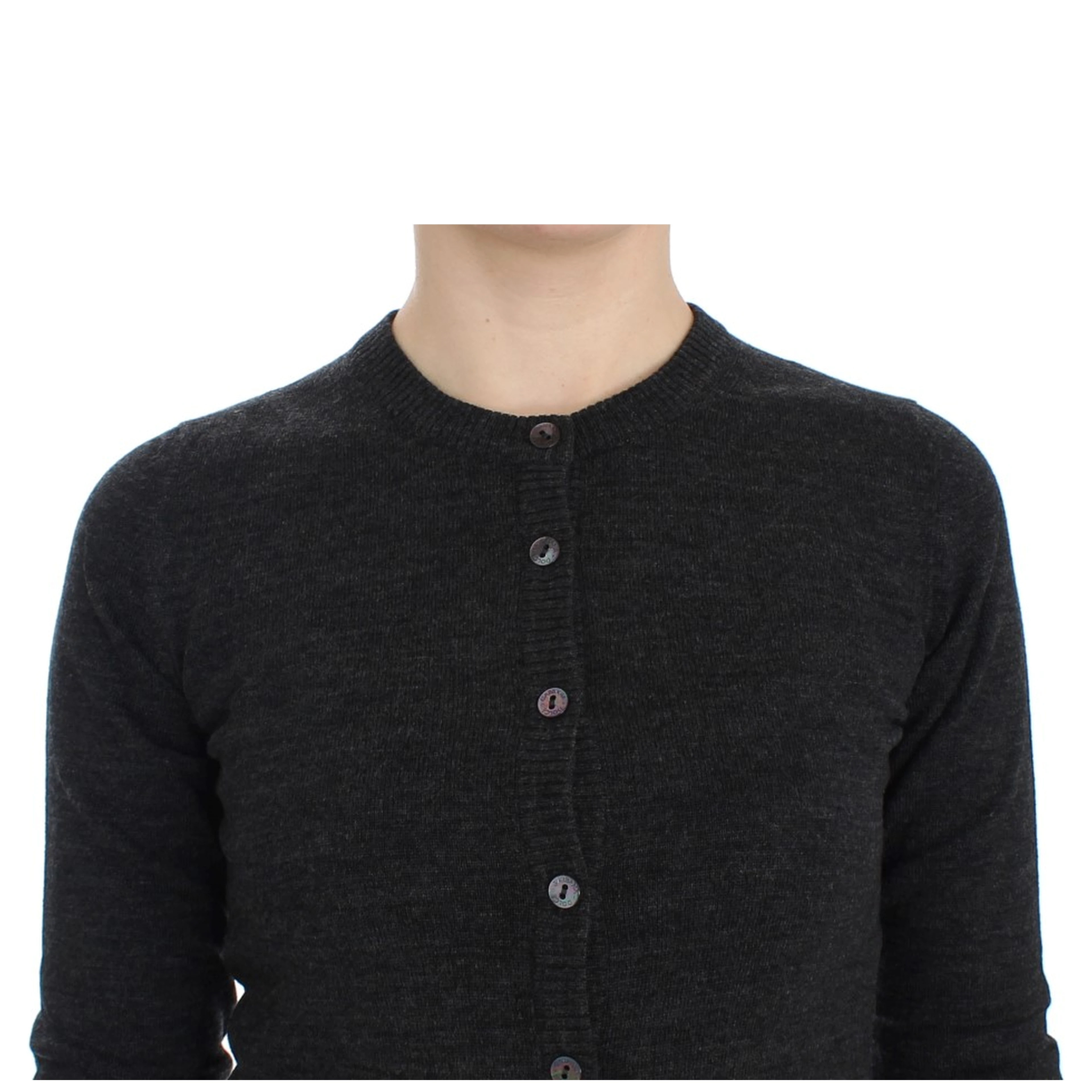 Gray Wool Button Cardigan Sweater