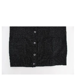 Gray Wool Button Cardigan Sweater