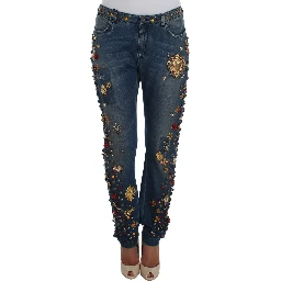 Crystal Roses Heart Embellished Jeans