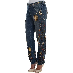Crystal Roses Heart Embellished Jeans