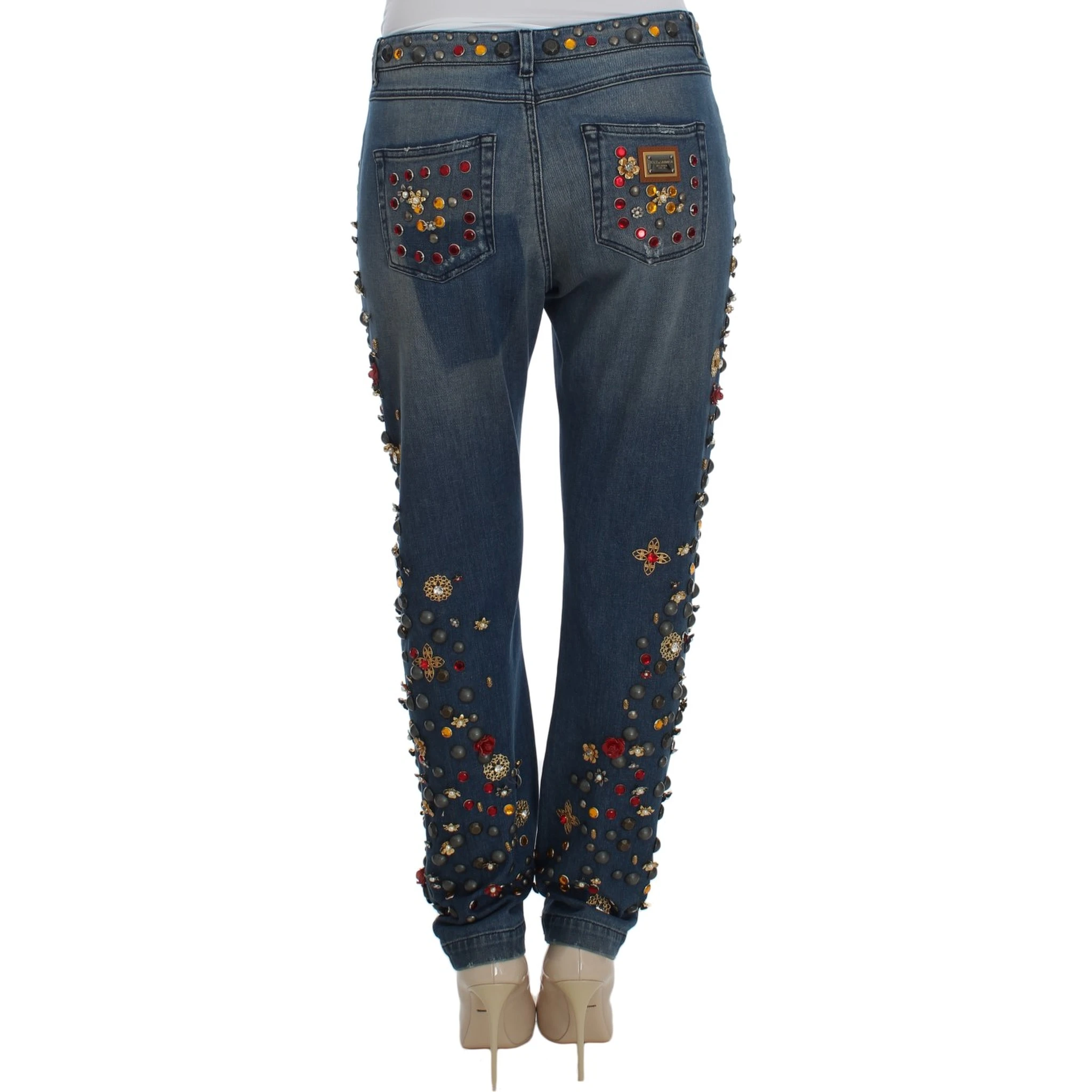Crystal Roses Heart Embellished Jeans