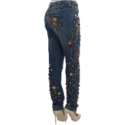 Crystal Roses Heart Embellished Jeans