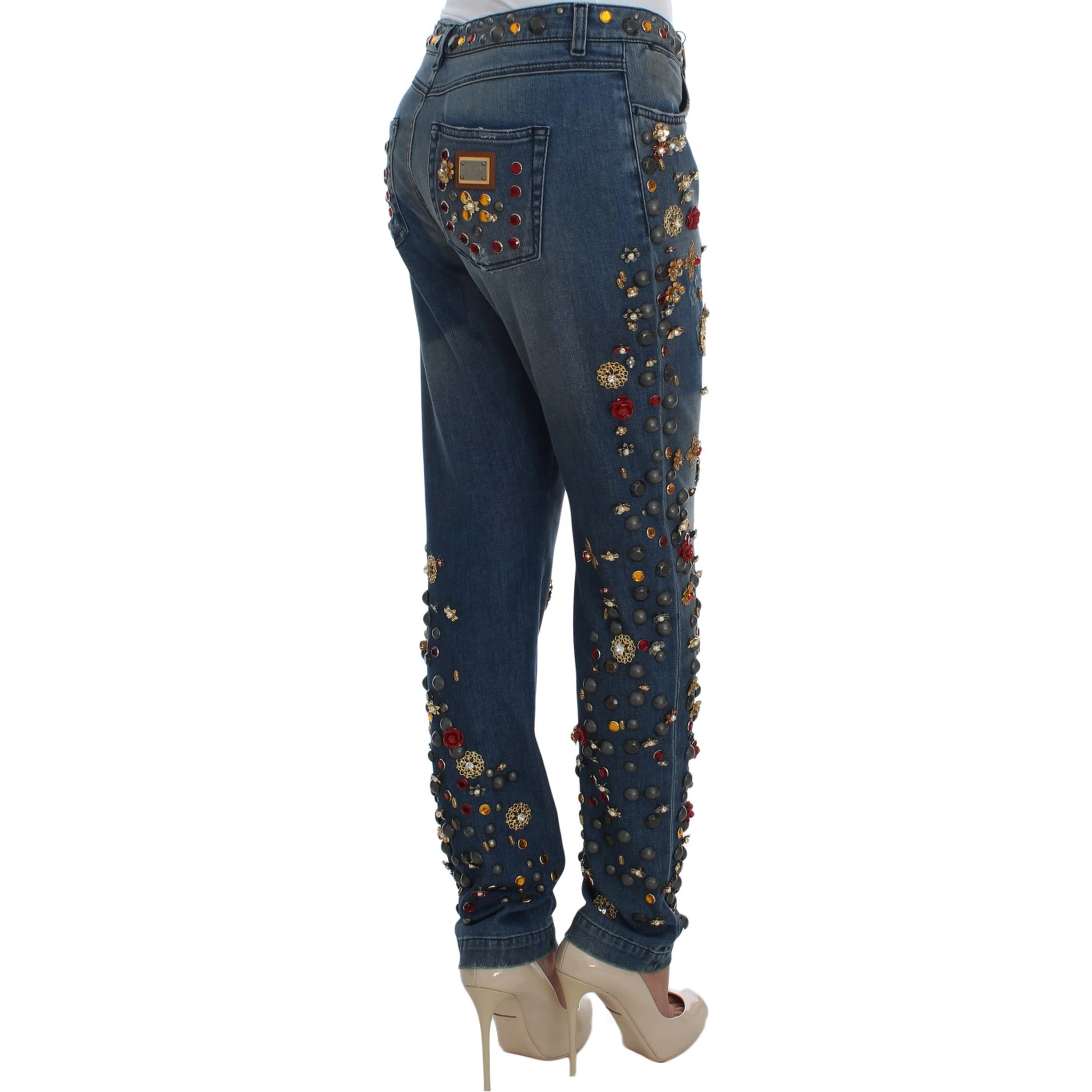 Crystal Roses Heart Embellished Jeans