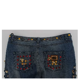 Crystal Roses Heart Embellished Jeans