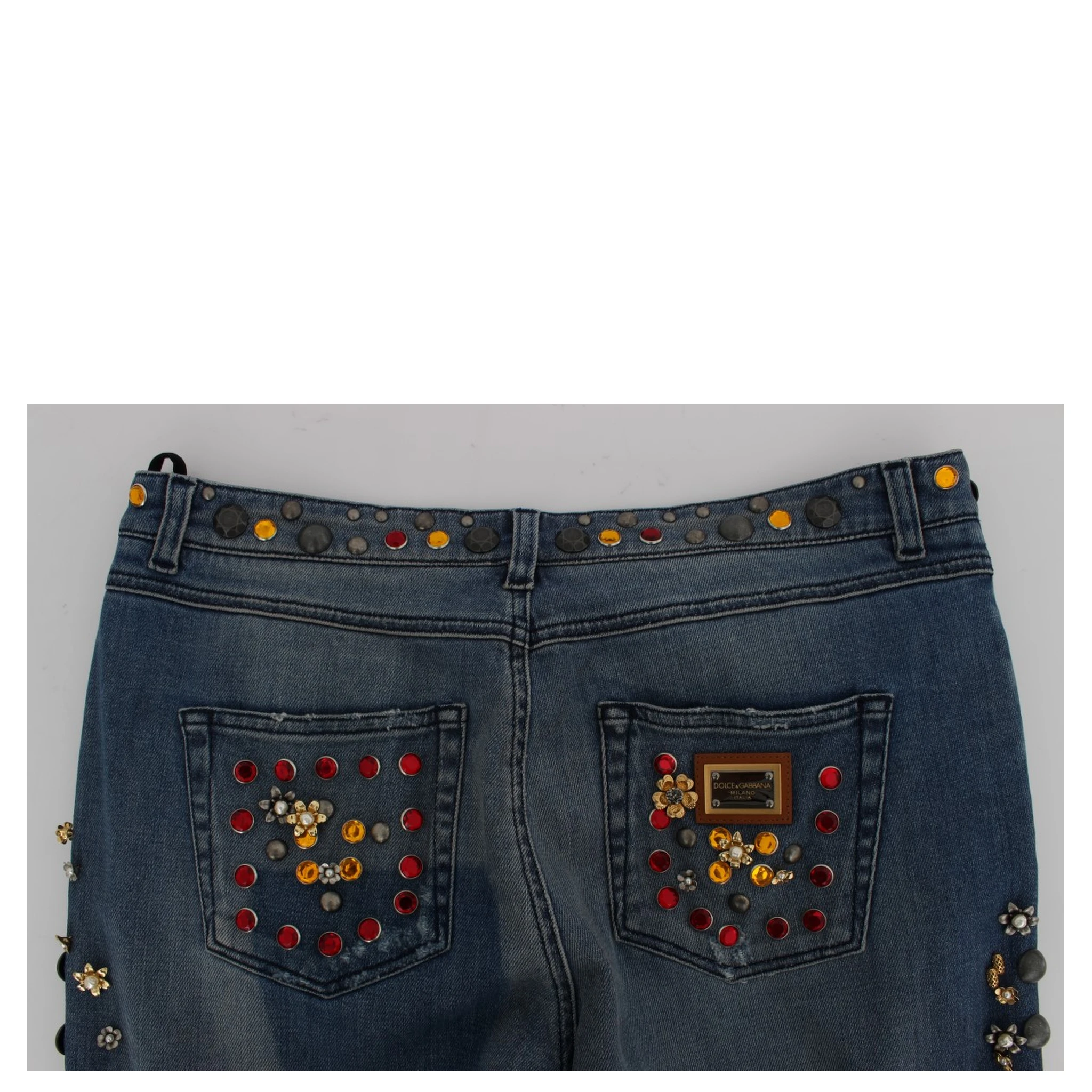 Crystal Roses Heart Embellished Jeans