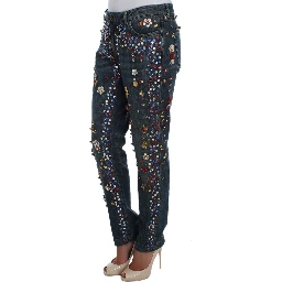 Crystal Roses Heart Embellished Jeans