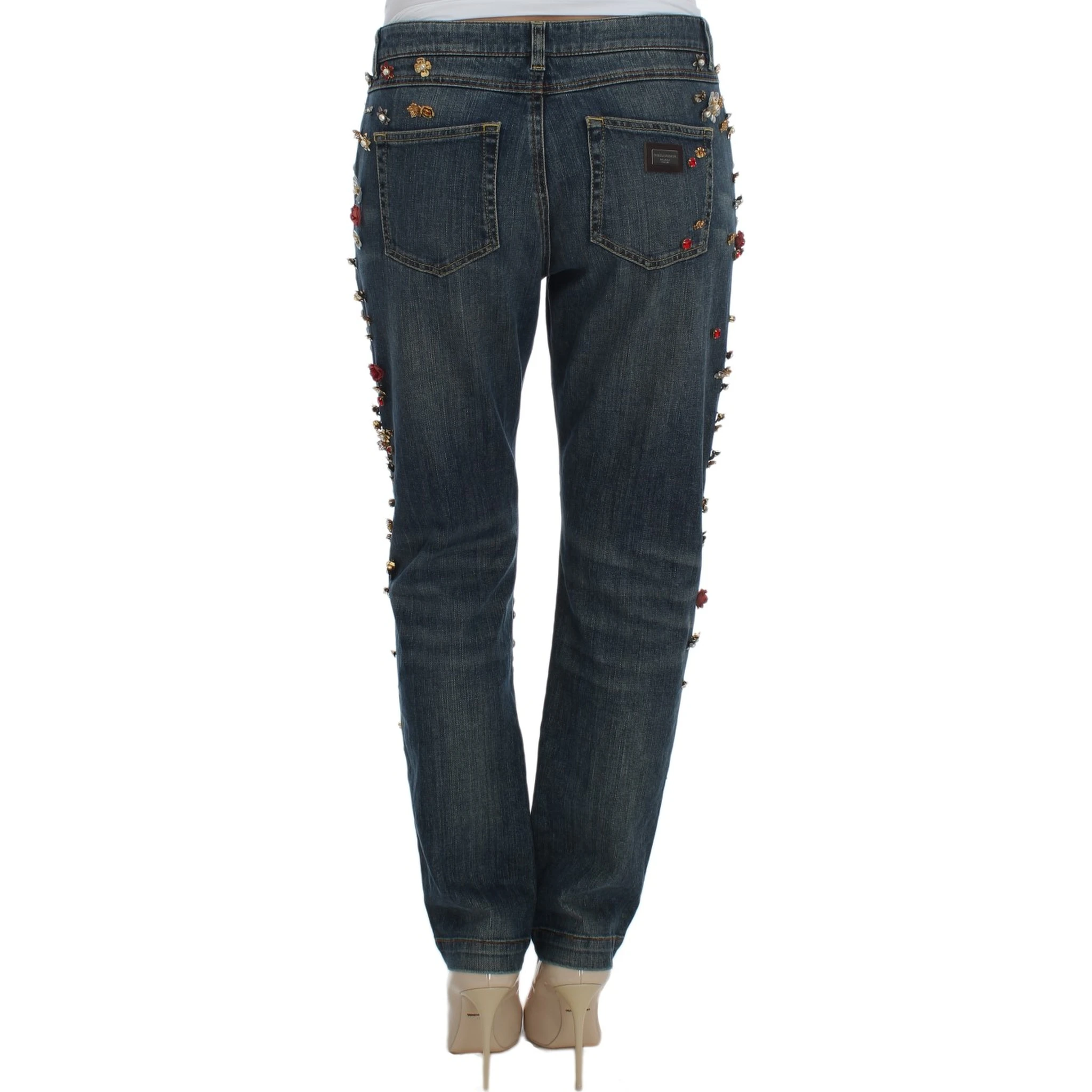 Crystal Roses Heart Embellished Jeans