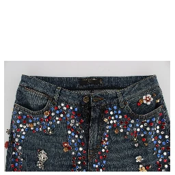 Crystal Roses Heart Embellished Jeans