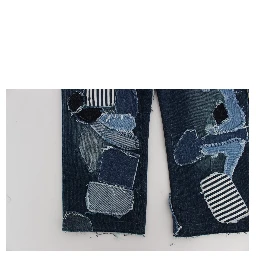 Stretch Blue Patchwork Jeans Shorts