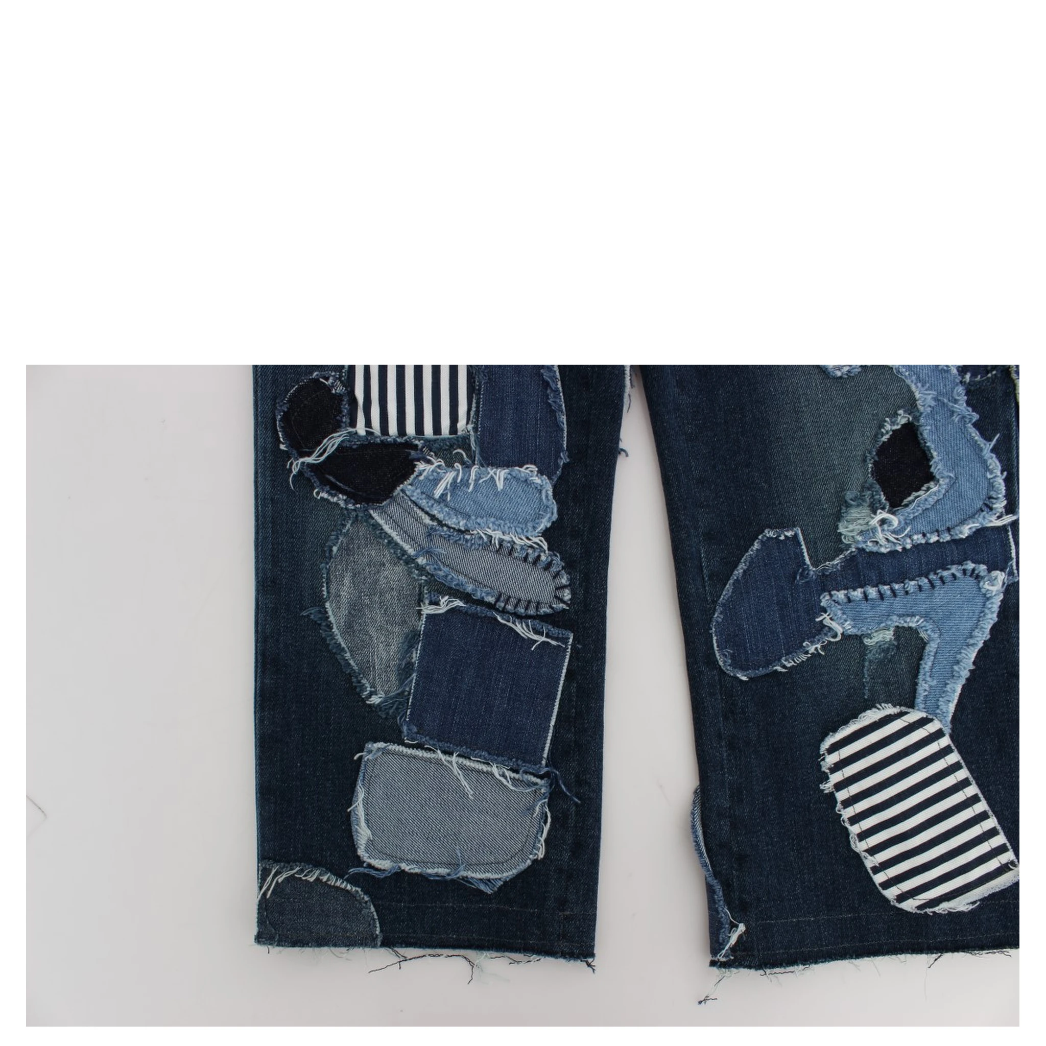 Stretch Blue Patchwork Jeans Shorts