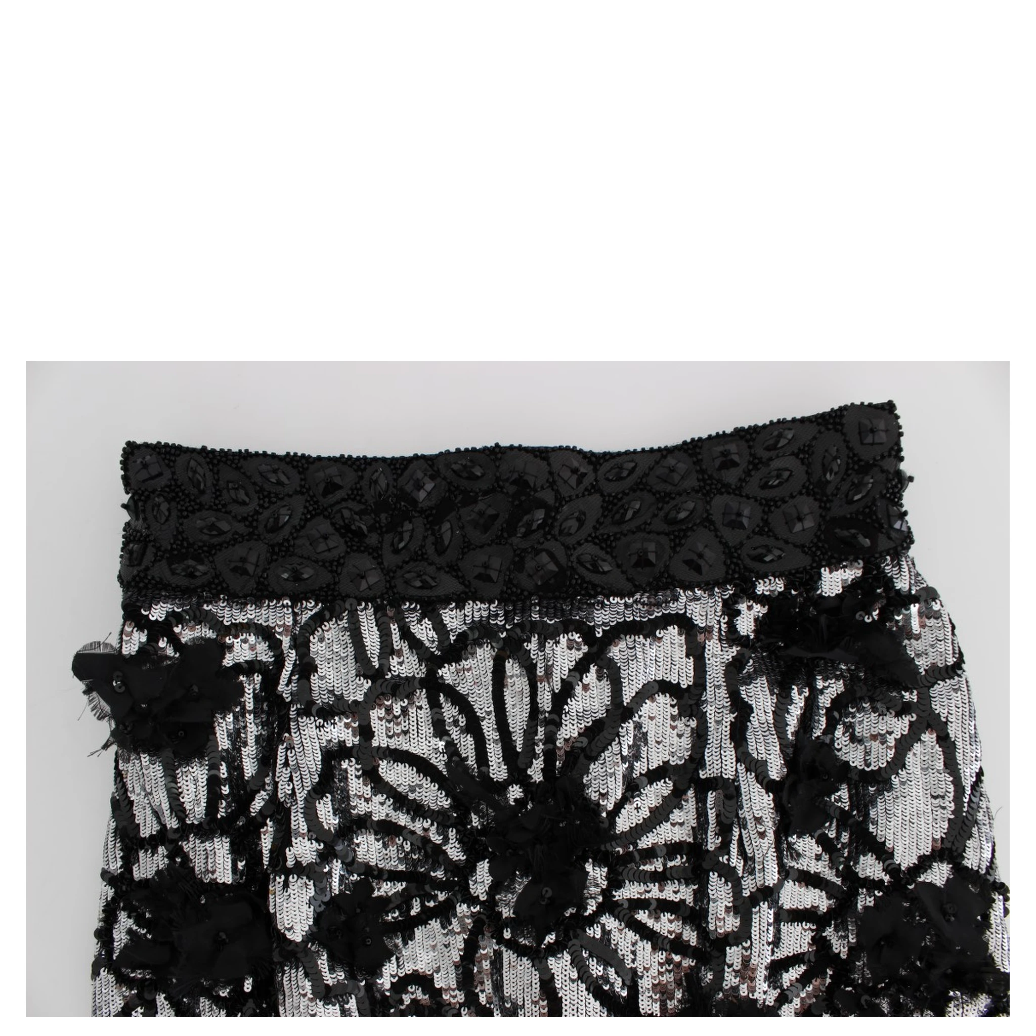 Black Crystal Sequined Mini Shorts