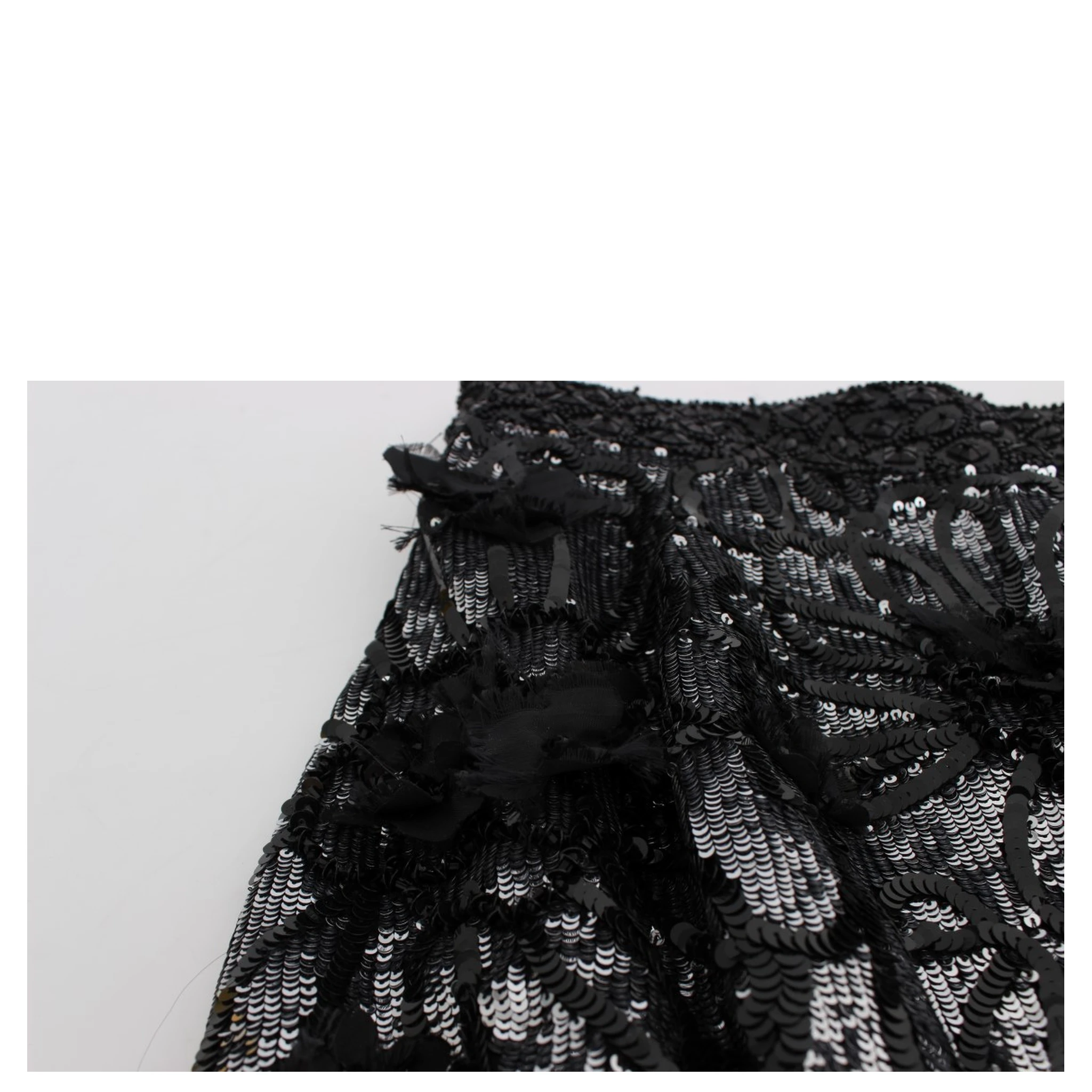 Black Crystal Sequined Mini Shorts