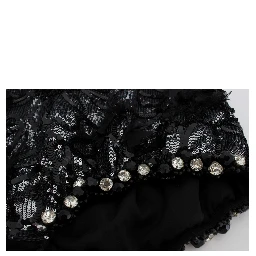 Black Crystal Sequined Mini Shorts