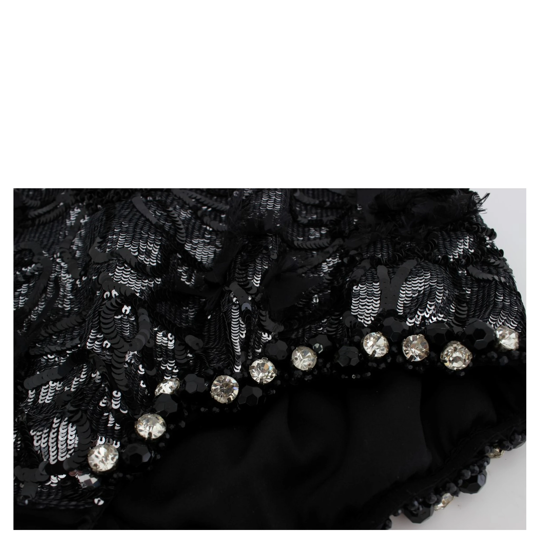 Black Crystal Sequined Mini Shorts