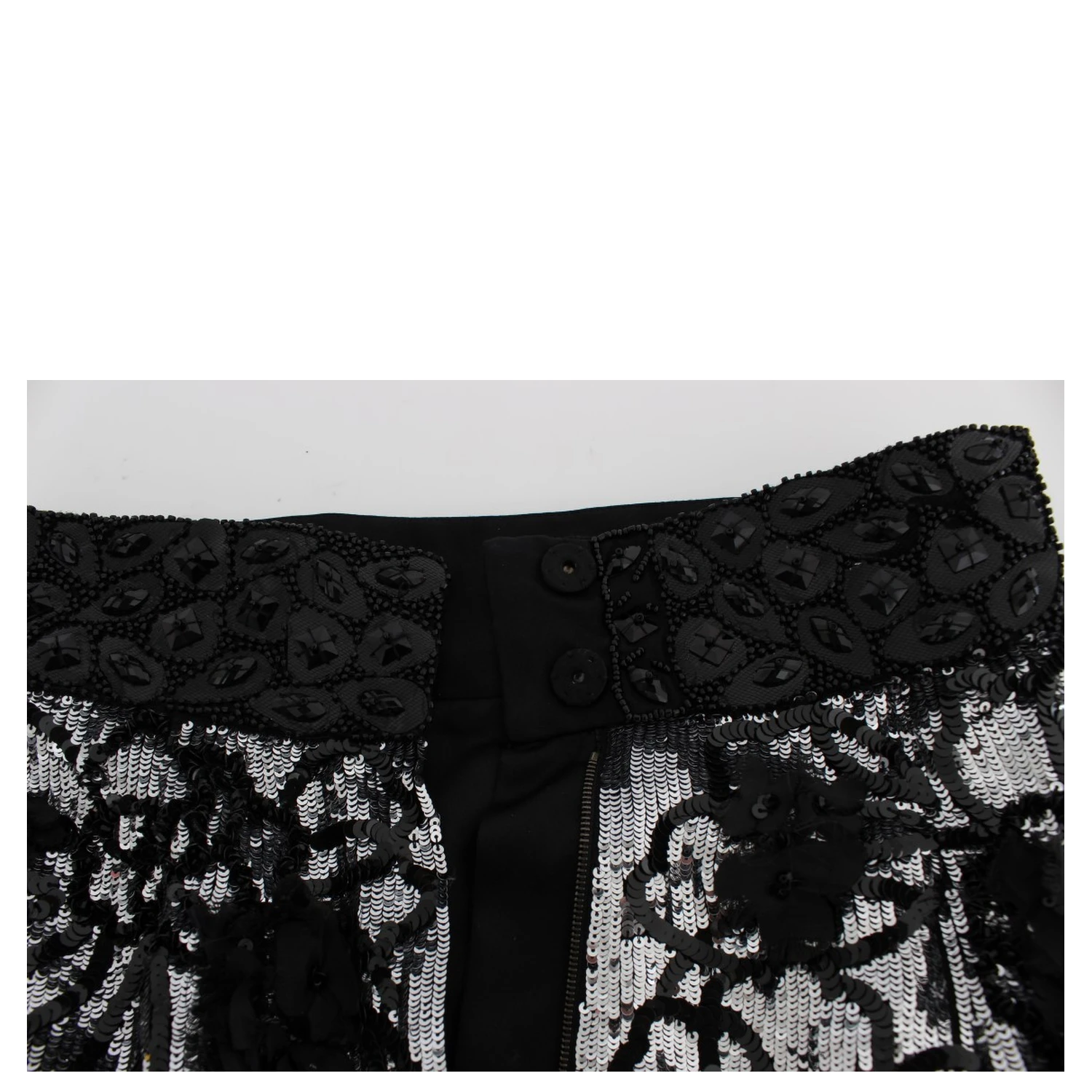 Black Crystal Sequined Mini Shorts