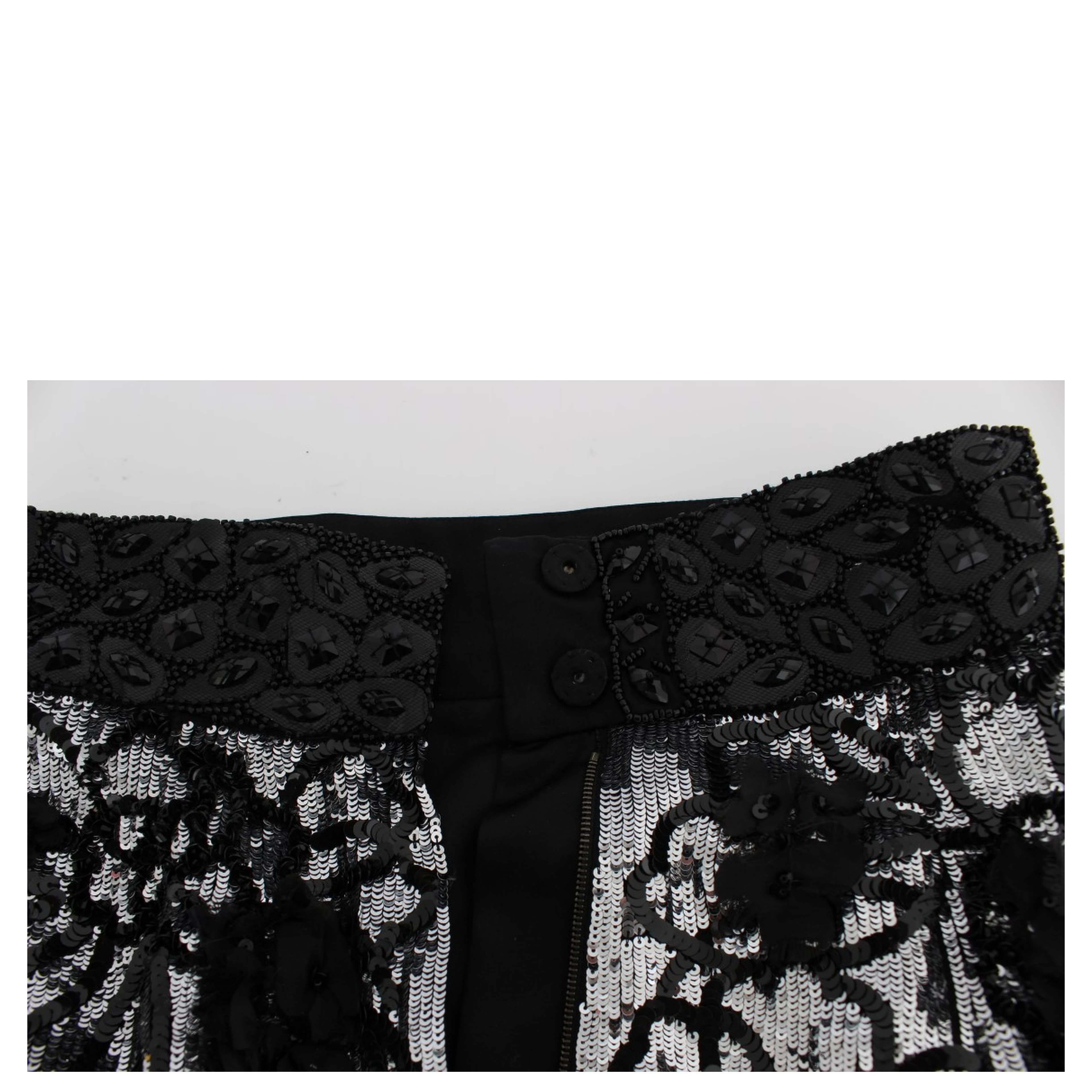 Black Crystal Sequined Mini Shorts