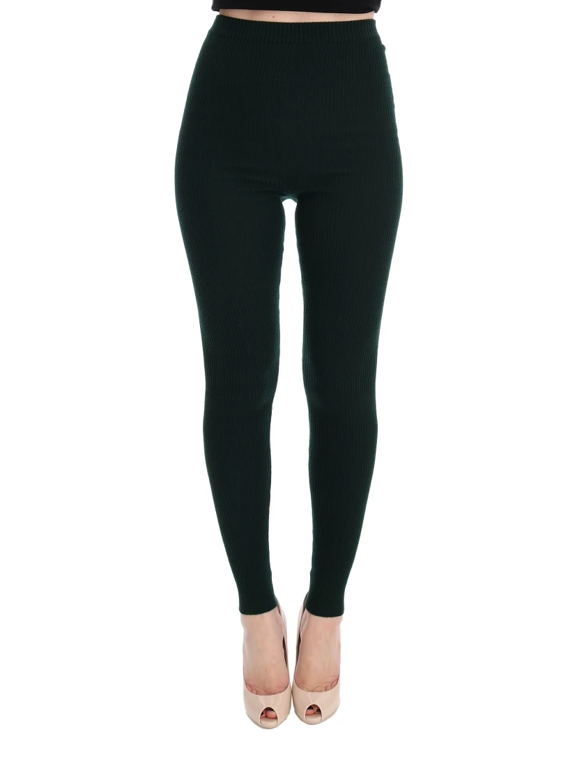 Green Wool Stretch Tights
