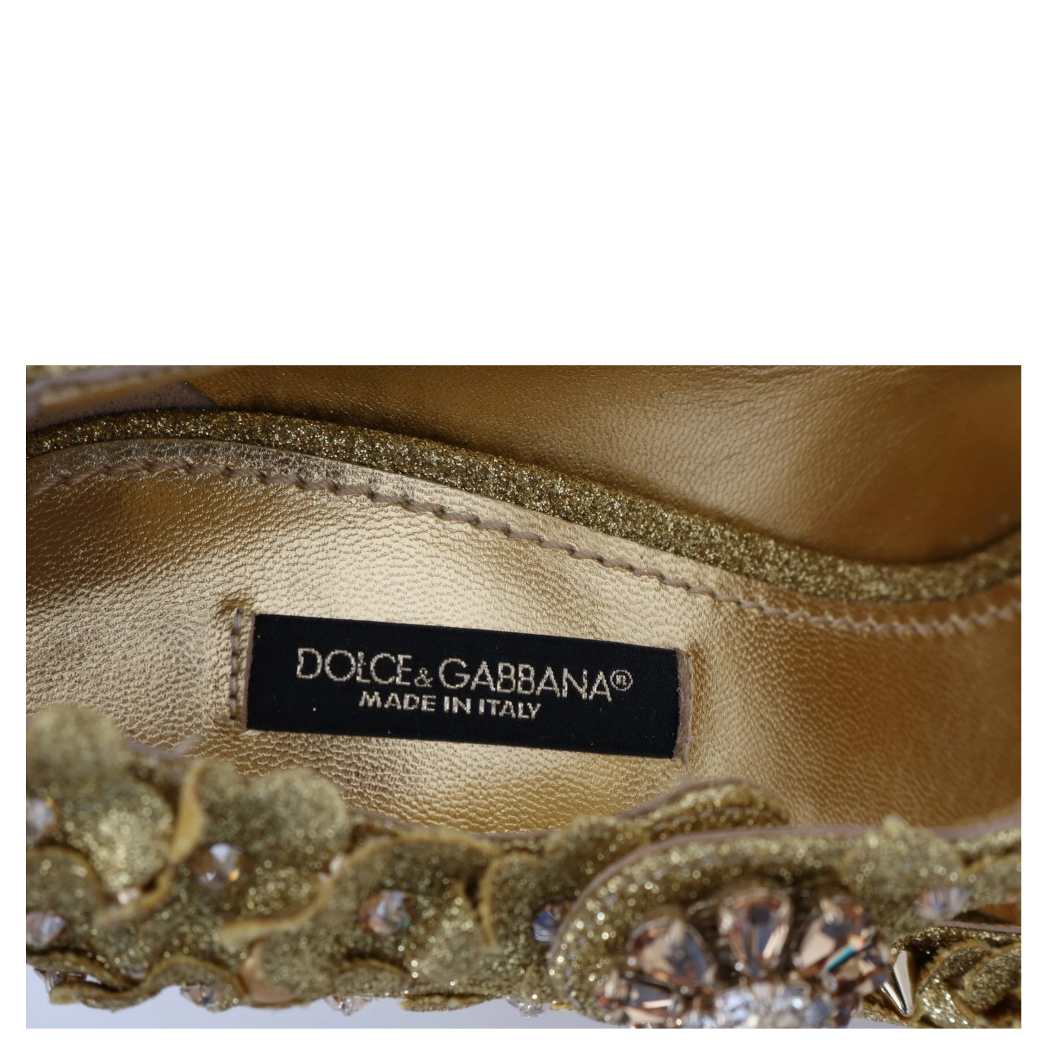 Gold Floral Crystal Mary Janes Pumps