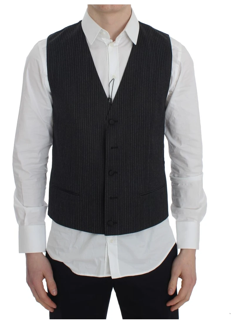 Gray Striped Formal Vest