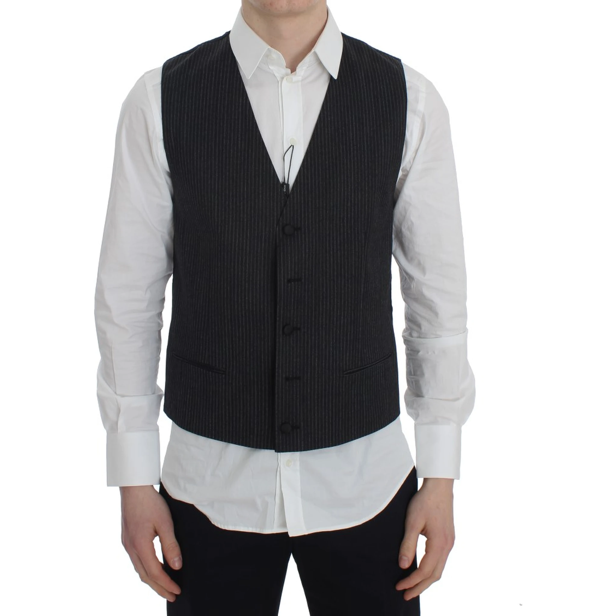Gray Striped Formal Vest