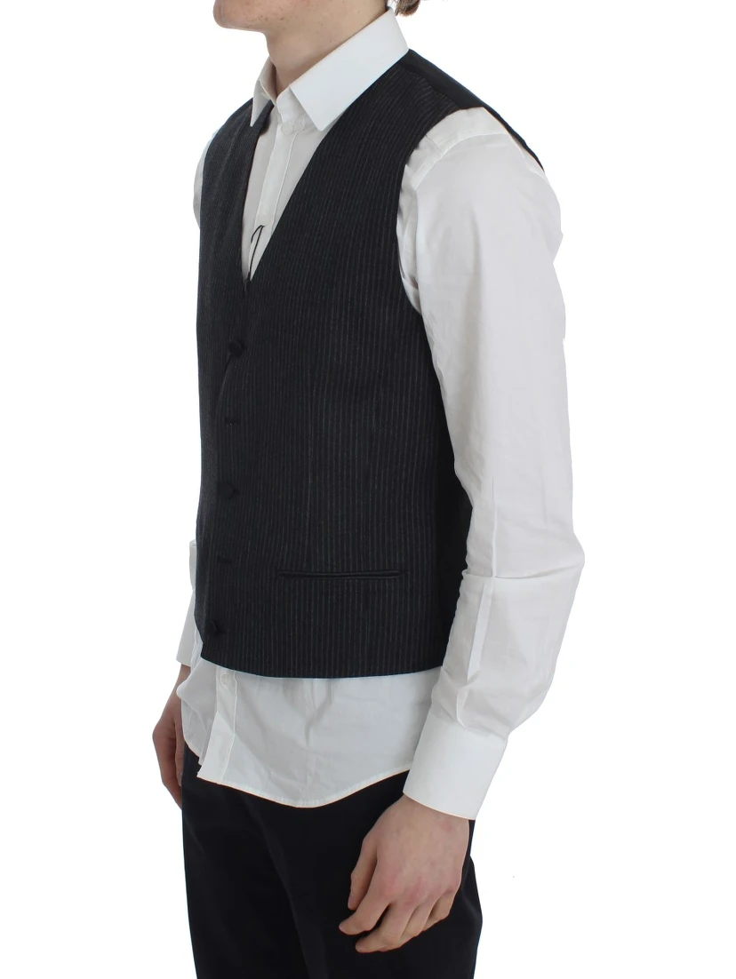 Gray Striped Formal Vest
