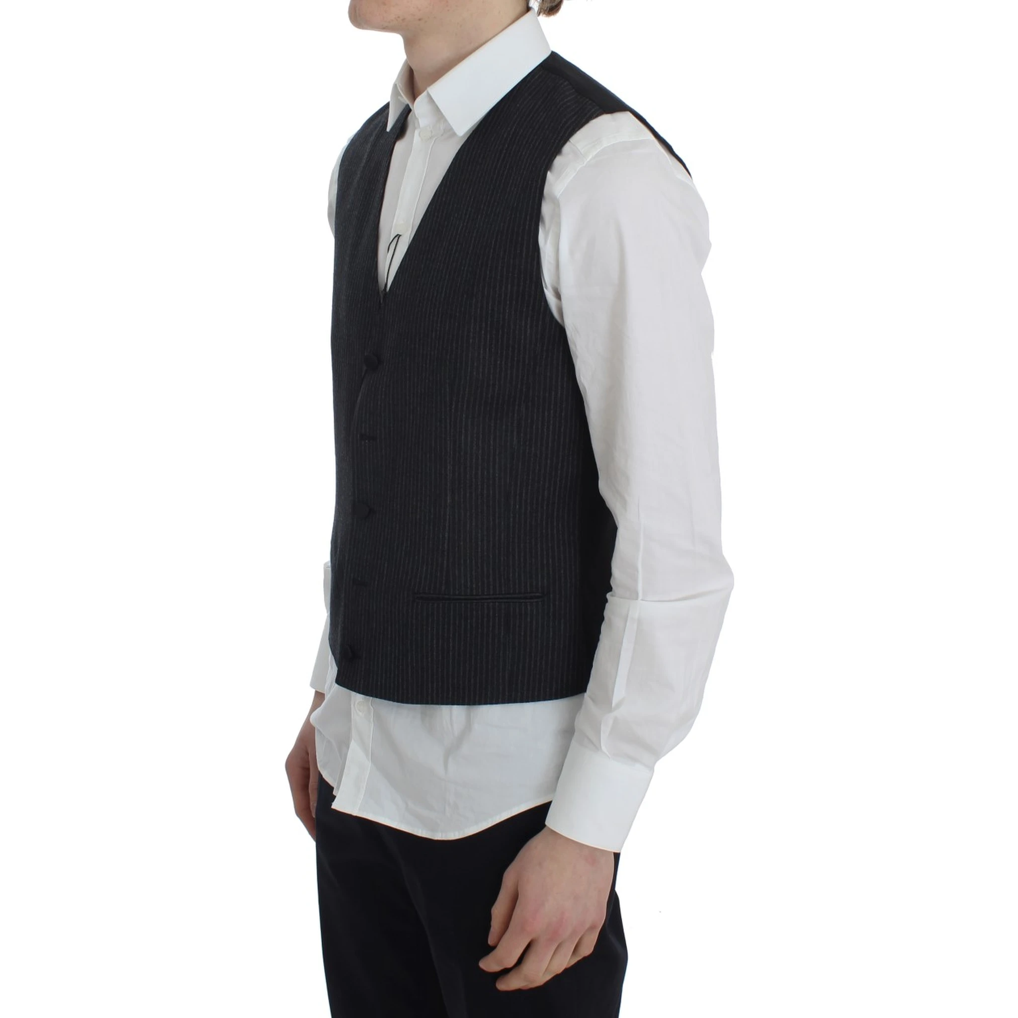 Gray Striped Formal Vest