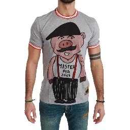 Gray Cotton Top 2019 Year of the Pig T-shirt