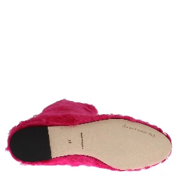 Pink Lamb Fur Leather Flat Boots