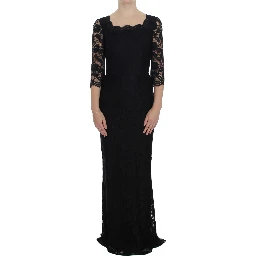 Black Floral Lace Long Ball Maxi Dress